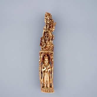 Een boeddhistisch snijwerk in ivoor, Birma, 18/19e eeuw