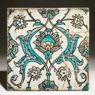 An Iznik tile with floral design, Turkey, 17th C.