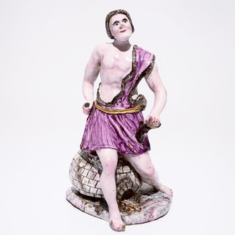 A tall French "faience de l'Est" figure, 18th C.