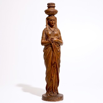 A tall terracotta model of a caryatid, France or Italy, 19th C.