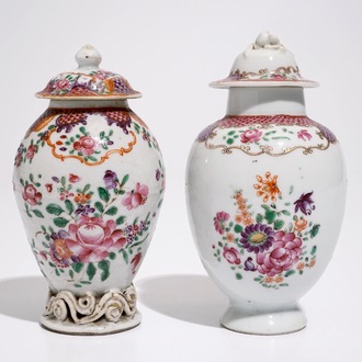 Deux boîtes à thé en porcelaine de Chine famille rose, Qianlong