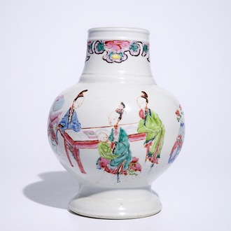A Chinese famille rose bottle vase with "Long Elizas" and little boys, Yongzheng