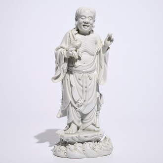 Un modèle de Liu Hai et le crapaud en blanc de Chine de Dehua, marque de Xie Bamboo, début du 19ème