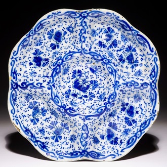 A Dutch Delft blue and white compartimented spice plate, early 18th C.