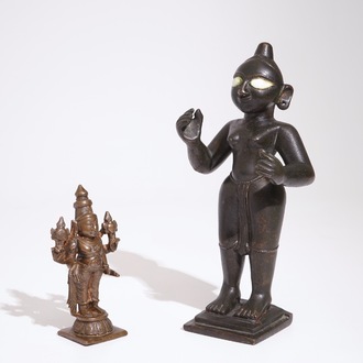 Deux figures en bronze, Inde ou Népal, 18/19ème