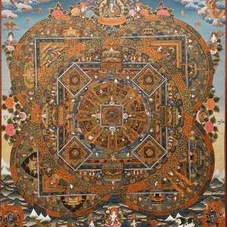 Een thangka, Tibet of Nepal, 19/20e eeuw