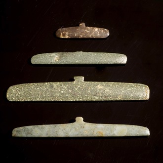 Four serpentine pectorals, Tairona culture, Colombia, 15/10th C. BC