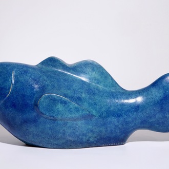 Xavier Alvarez (France, 1949), “Le Blue Lagoon”, un bronze à patine bleue
