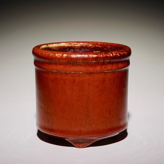 A Chinese monochrome sang-de-boeuf-glazed brush pot, 19th C.