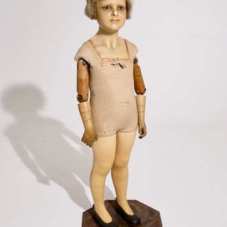 A French wax head mannequin doll of a girl, Pierre Imans, Paris, ca. 1920