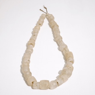 A pre-Columbian rock crystal necklace, Tairona culture carved stone pendants, Colombia, 15/10th C. BC