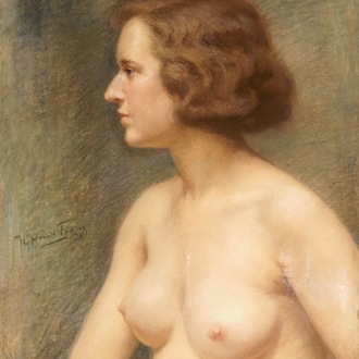 Jef Van de Fackere (1879-1946), vrouwelijk naakt, gouache op papier