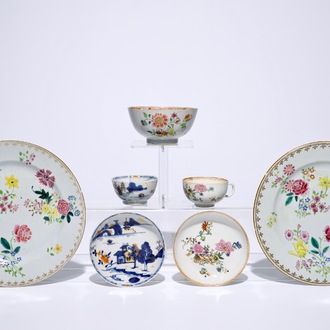 Un lot varié en porcelaine de Chine famille rose et de style Imari, 18ème
