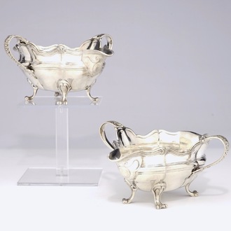 A pair of Flemish silver sauceboats, 18th C.