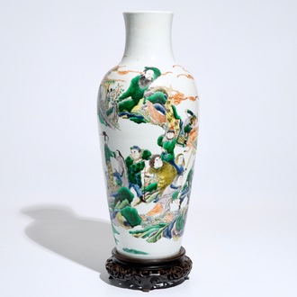 A Chinese famille verte mythological subject vase, 19th C.