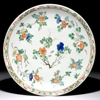 A Chinese famille verte charger with flowering branches, Kangxi