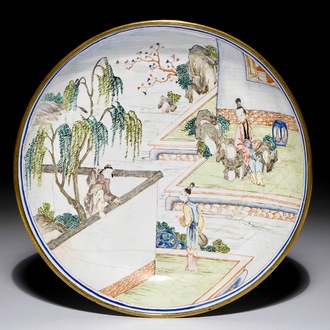 A fine Chinese Canton enamel saucer dish, Yongzheng/Qianlong