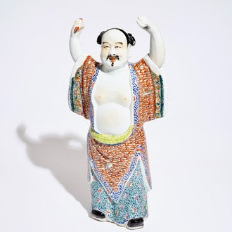 A tall Chinese famille rose figure of Zhongli Quan, 19th C.