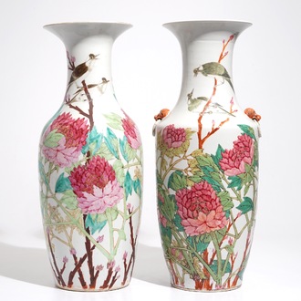 Deux grands vases en porcelaine de Chine qianjiang cai, 19/20ème