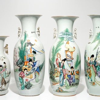 Four various Chinese famille rose vases, 19/20th C.