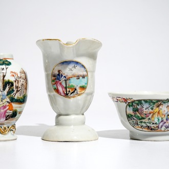 Une aiguière, un bol et une boîte à thé en porcelaine de Chine à sujet européen, Qianlong