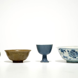 A group of Chinese monochrome and blue and white porcelain, Song and later