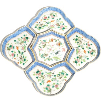 A Chinese famille rose sweetmeat or rice table set, 19th C.