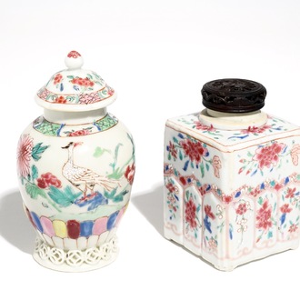 Two Chinese famille rose tea caddies, Yongzheng/Qianlong