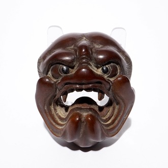 A Japanese carved boxwood netsuke of a devil’s or demon’s head, Edo/Meiji, 18/19th C.