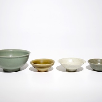 Four various Chinese monochrome bowls, prob. Tang and Song