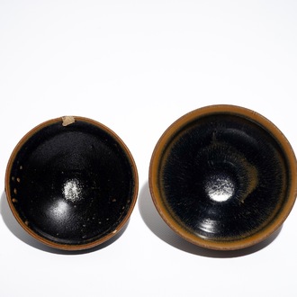 Two Chinese Jian hare's fur tea bowls, prob. Song