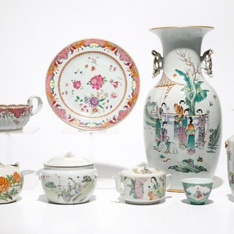 Un lot varié en porcelaine de Chine famille rose et qianjiang cai, 18/20ème