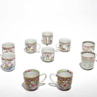 Douze tasses en porcelaine de Chine famille rose, Yongzheng/Qianlong