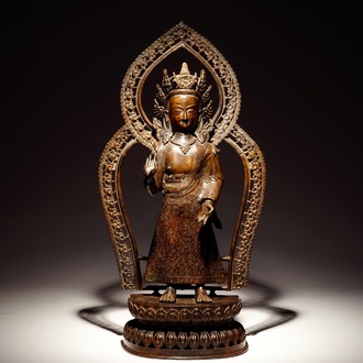 A large bronze figure of Buddha Dipankara, Nepal, 18/19th C.