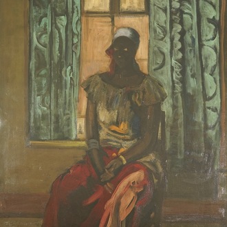 Jespers, Floris (Belgique, 1889-1965), Portrait d'une congolaise, huile sur panneau, daté 1957