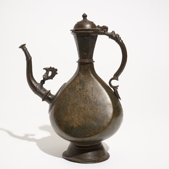 An inscribed Islamic bronze ewer, Qajar, Iran, 19th C.