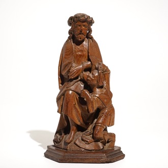 The mocking of Christ, a carved oak group, Southern Netherlands, 15/16th C.