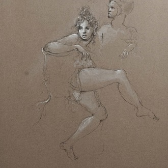 Fini, Léonor (France, 1908 - 1996), Two dancers, ink and gouache on paper