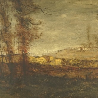 Van de Kerkhove Fritz (Belgium, 1862-1873), A landscape with trees, oil on panel