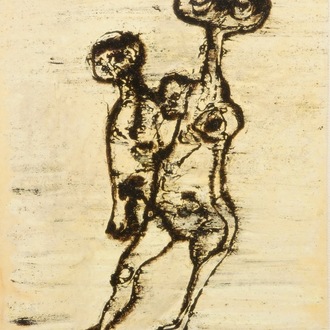 Van Hecke, Willem (Belgium, 1893-1976), Two figures, mixed media, dated 1967