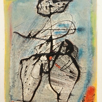 Van Hecke, Willem (Belgium, 1893-1976), Abstract figure, oil on paper, dated 1970