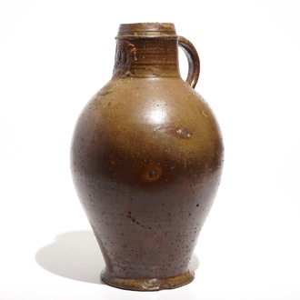 A very large stoneware bellarmine jug, prob. Raeren, 17th C.
