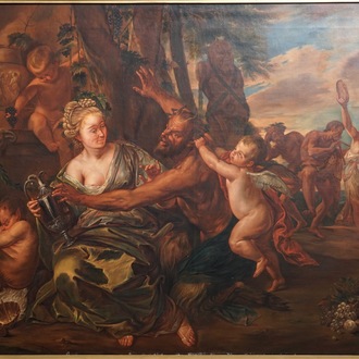 French school, 19th C., Pan and Syrinx, oil on canvas