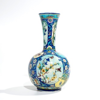 Deck, Théodore (France, 1823-1891), a polychrome Art Nouveau bottle vase