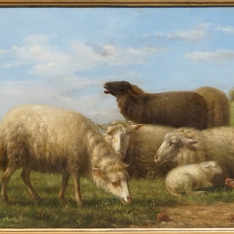 After Verboeckhoven, Eugène (Belgium, 1798-1881), A landscape with sheep, dated 1879, oil on panel