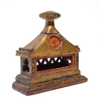 A polychrome wooden reliquary, Alps region, Austria or Italy, 1st half 16th C.