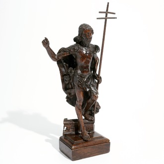 The resurrection of Christ, retable fragment, oak, Flanders, 16th C.