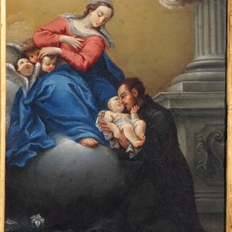 Cornelis Schut III (Antwerp ca. 1629-Sevilla, 1685), entourage of, Madonna with Child and Saint-Anthony, oil on copper