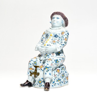A large polychrome Dutch Delft Bobbejak type table fountain, 18th C.