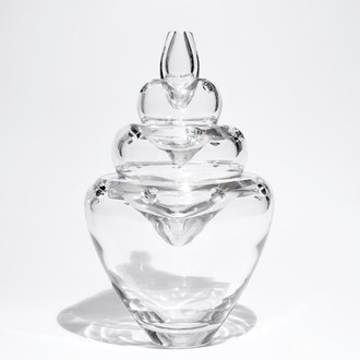 A four-piece Val Saint-Lambert crystal tulip vase, "Bulbe", by Ronald van der Hilst, ca. 2005